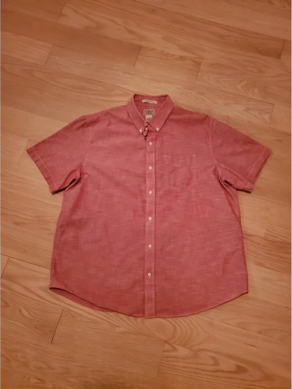 L.L. Bean Short Sleeve Red Button Up Shirt